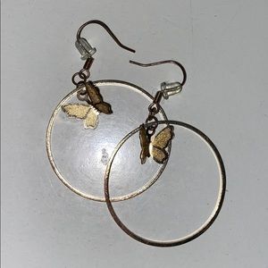butterfly drop hoop earrings